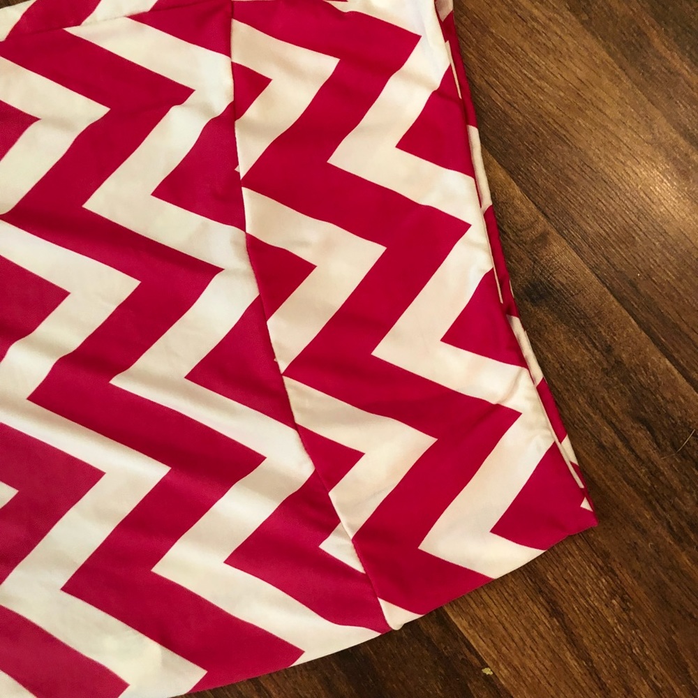 Pink and White chevron mermaid maxi skirt